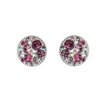 Náušnice se Swarovski Elements Rhodium kolečka růžová 