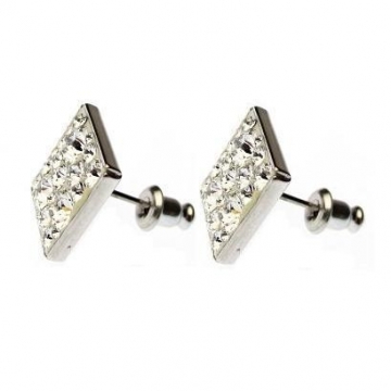 Náušnice se Swarovski Elements Rhodium čtvereček - čirá
