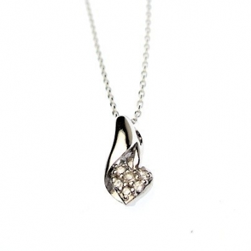 Stříbrný náhrdelník srdíčko se zirkony 16mm Rhodium 45cm