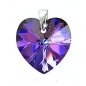 Stříbrný přívěsek SRDCE Swarovski 14mm Heliotrope