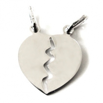 Stříbrný dvoj-přívěsek srdce 2v1 Rhodium 28mm