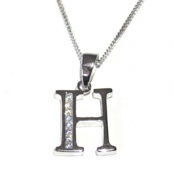 Stříbrný přívěšek písmenko "H" se zirkony Rhodium 1,95g