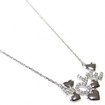 Stříbrný náhrdelník "LOVE" Rhodium 45cm