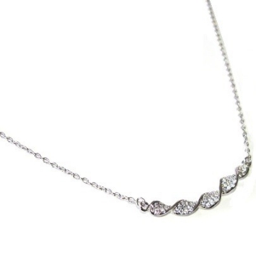 Stříbrný náhrdelník VLNKA se zirkony Rhodium 41+3cm