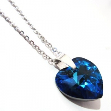 Stříbrný náhrdelník SRDCE Swarovski Bermuda Blue