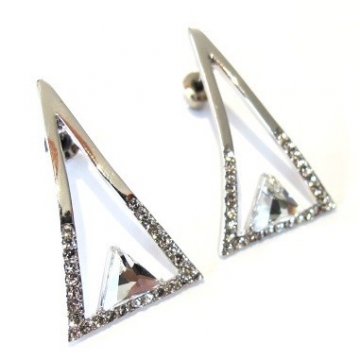 Náušnice Trojúhelník MAXI s křišťály Swarovski Rhodium