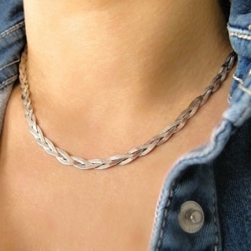 Dámský stříbrný náhrdelník pletený 4,5mm Rhodium 9,15g 42cm