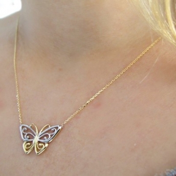 Zlatý dámský náhrdelník Motýlek dvoubarevný 2,00g 45cm