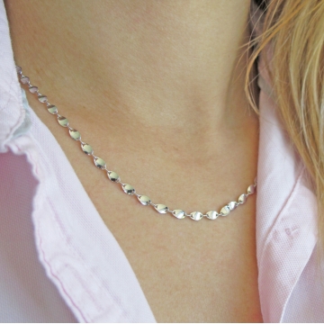 Stříbrný náhrdelník hladký oválkový 3,00mm 3,55g Rhodium 42cm