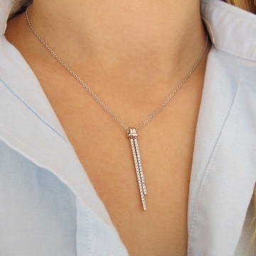 Dámský stříbrný náhrdelník TYČINKY  se zirkony Rhodium 2,45g 40+5cm