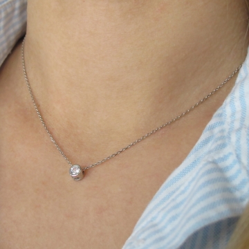 Dámský stříbrný náhrdelník čirý zirkon Rhodium 40+5cm