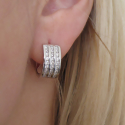 Stříbrné náušnice široké kruhy s čirými zirkony 16mm 4,70g Rhodium